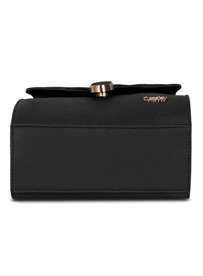 كاتشي حقيبة كتف نسائية أنيقة من الجلد الصناعي الأسود مع سحاب إغلاق - Image 4